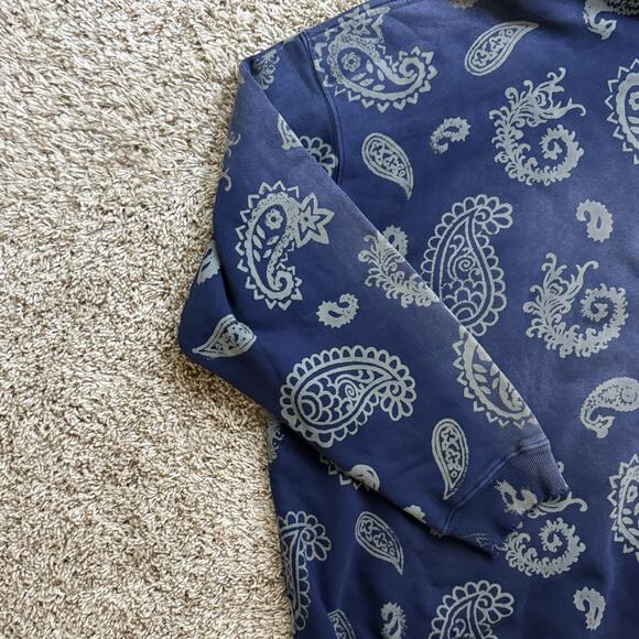 NWT $450 Alchemist Paisley Print Blue Cotton Hoodie Distressed Men’s Size XXL - Picture 8 of 15